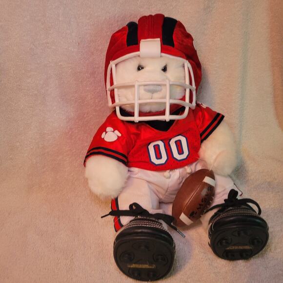 Build A Bear White Bear Red White Football w Outfit Helmet Cleats Stuffed Plush - Picture 5 of 6